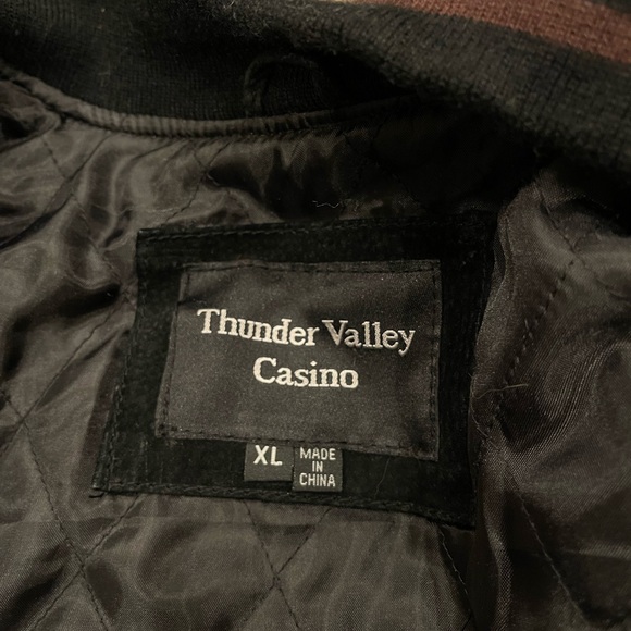 LEATHER LETTERMAN STYLE JACKET THUNDER VALLEY CASINO Size XL - Picture 6 of 11